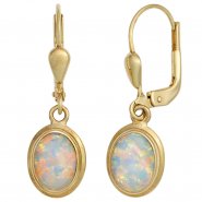 JOBO Boutons oval 333 Gold Gelbgold 2 Opale Ohrringe Ohrh�nger Goldohrringe
