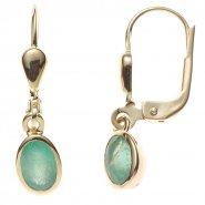 JOBO Boutons oval 585 Gold Gelbgold 2 Smaragde gr�n Ohrringe Ohrh�nger Goldohrringe
