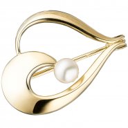 JOBO Brosche 585 Gold Gelbgold 1 S��wasser Perle Perlenbrosche Goldbrosche