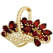 JOBO Brosche Korb 333 Gold Gelbgold 13 Granate rot Granatbrosche Goldbrosche