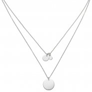 JOBO Collier 2-reihige Kette mit Anh�nger 925 Sterling Silber 1 Zirkonia 44 cm