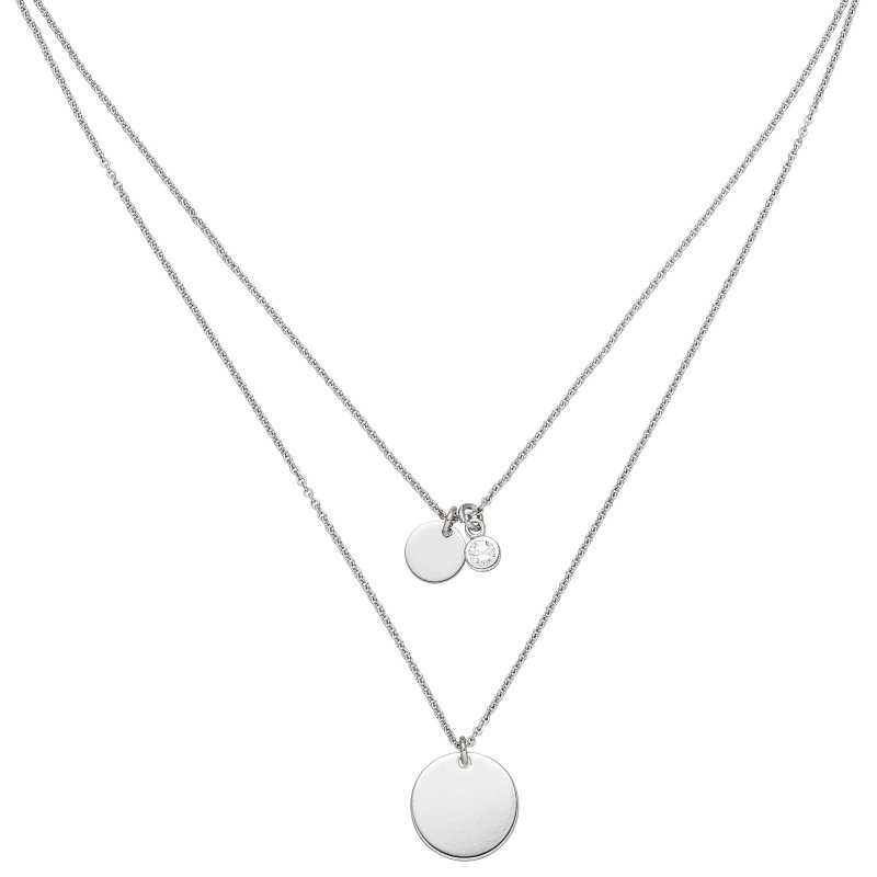 JOBO Collier 2-reihige Kette mit Anh�nger 925 Sterling Silber 1 Zirkonia 44 cm