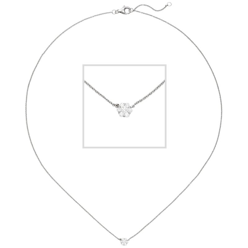 JOBO Collier 585 Gold Wei�gold 7 Diamanten Brillanten 45 cm