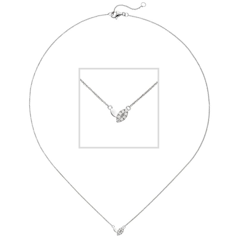JOBO Collier 585 Gold Wei�gold 8 Diamanten Brillanten 45 cm