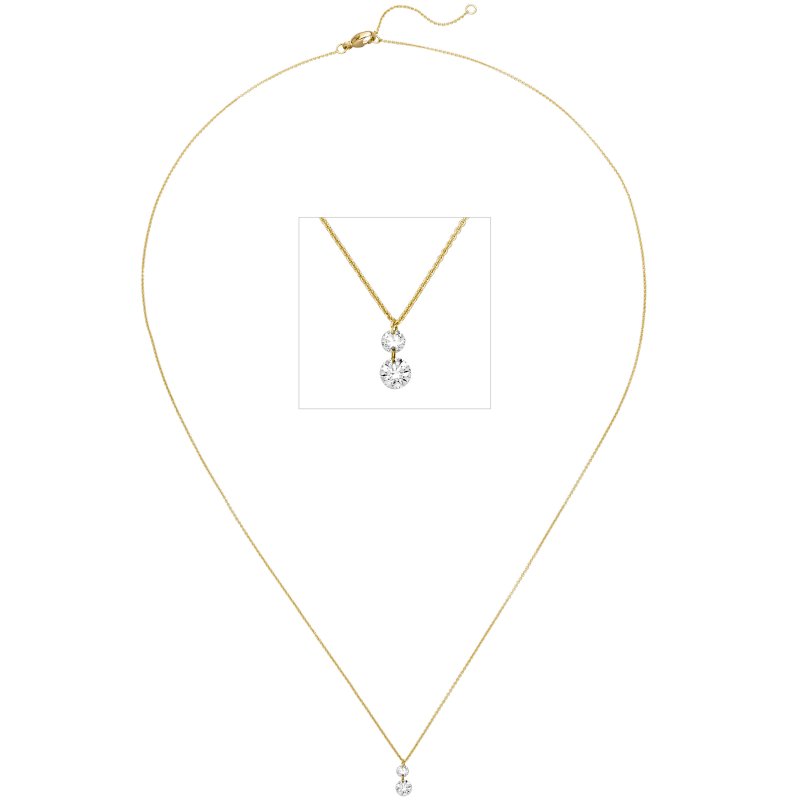 JOBO Collier 750 Gold Gelbgold 2 Diamanten Brillanten 45 cm