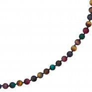JOBO Collier Edelsteinkette Tigerauge bunt 45 cm Halskette Kette Federring
