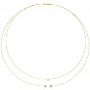 JOBO Collier Halskette 2-reihig 750 Gold bicolor 3 Diamanten Brillanten 42 cm Kette