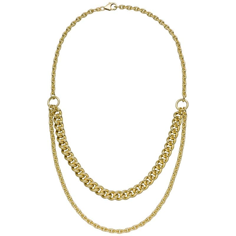 JOBO Collier Halskette 2-reihig 925 Sterling Silber vergoldet 45 cm