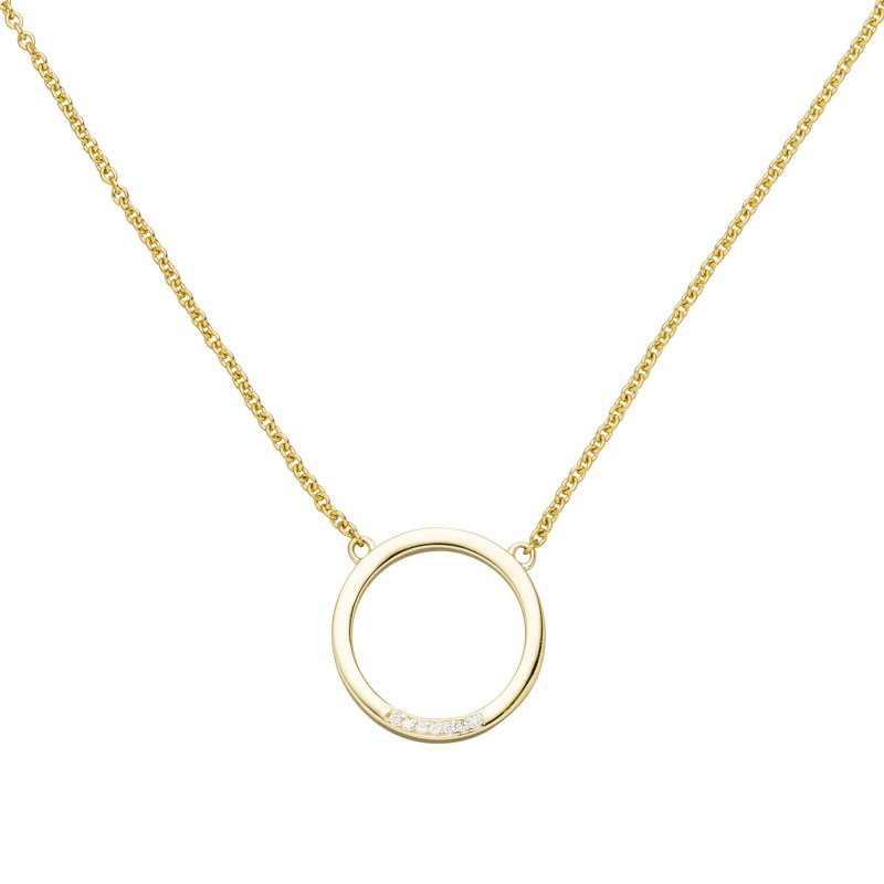 JOBO Collier Halskette 585 Gold Gelbgold 7 Diamanten Brillanten 44 cm Kette