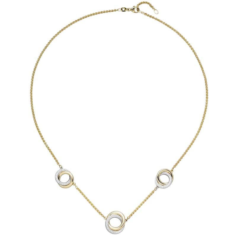 JOBO Collier Halskette 585 Gold Gelbgold Wei�gold bicolor 82 Diamanten 45 cm