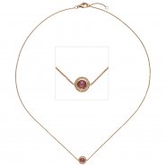 JOBO Collier Halskette 585 Gold Rotgold 1 Turmalin pink 16 Diamanten Brillanten 42 cm