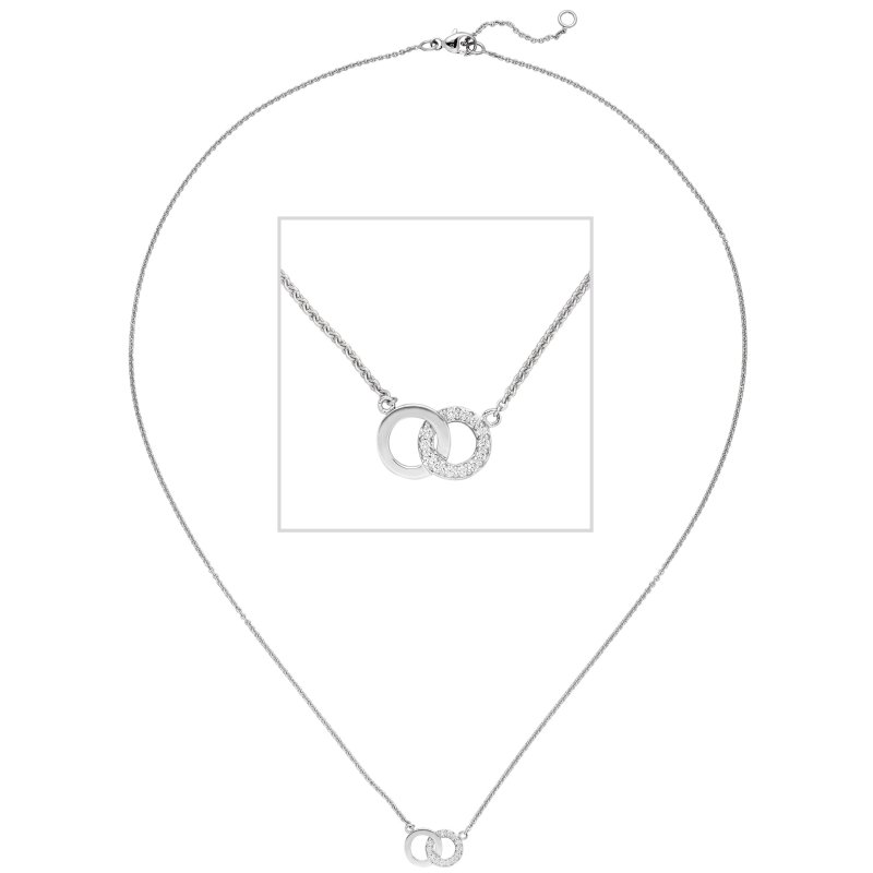 JOBO Collier Halskette 585 Gold Wei�gold 13 Diamanten Brillanten 45 cm Kette