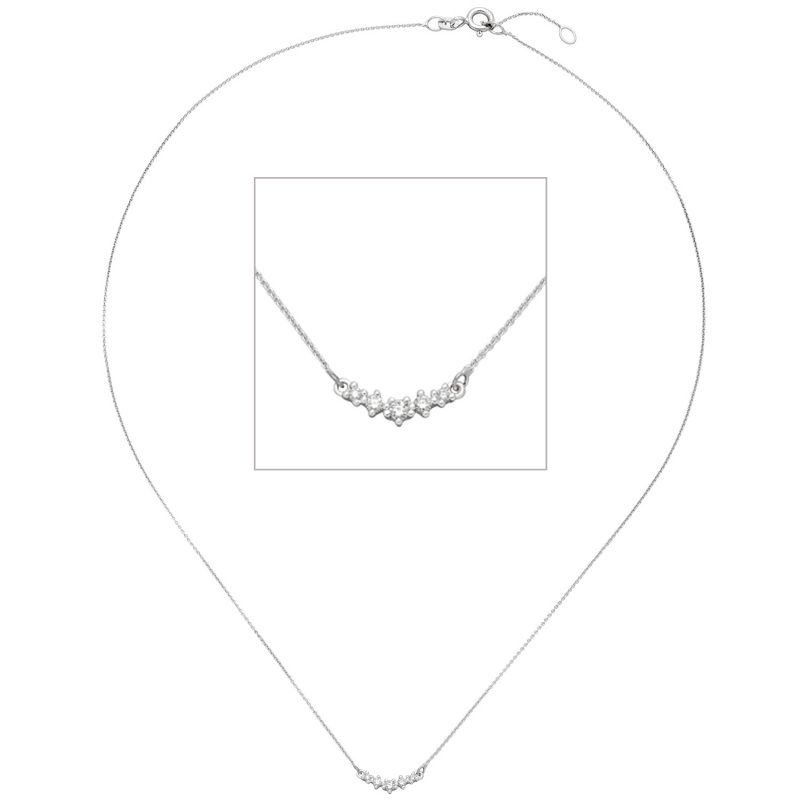 JOBO Collier Halskette 585 Gold Wei�gold 5 Diamanten Brillanten 42 cm