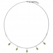 JOBO Collier Halskette 585 Gold Wei�gold 5 Peridote gr�n 44 cm Kette