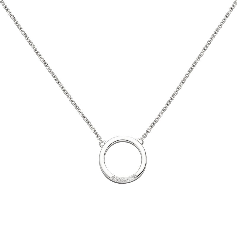 JOBO Collier Halskette 585 Gold Wei�gold 7 Diamanten Brillanten 43 cm Kette