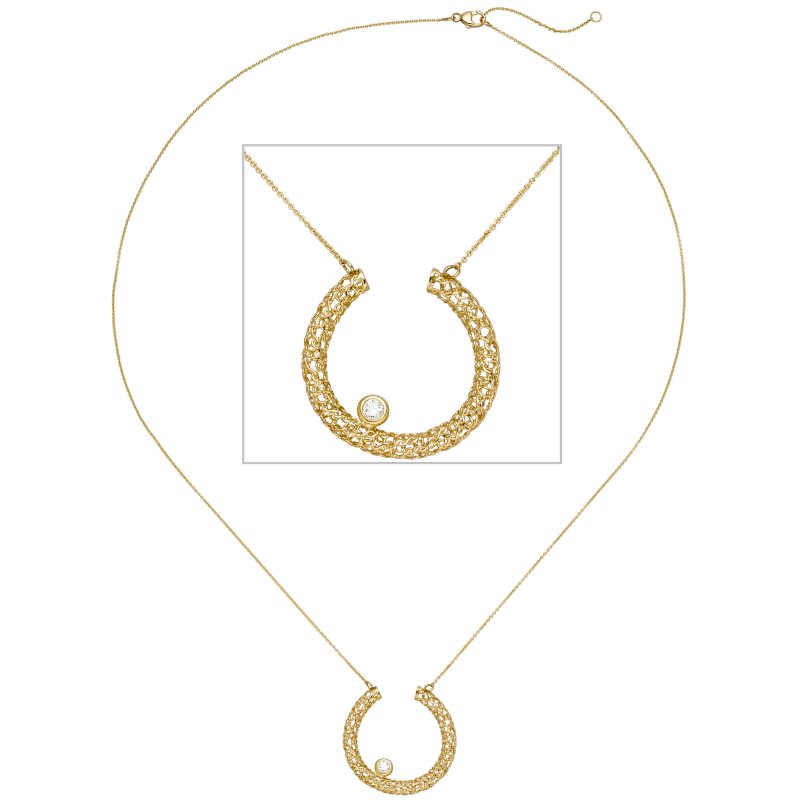 JOBO Collier Halskette 750 Gold Gelbgold 1 Diamant Brillant 45 cm Kette Goldkette