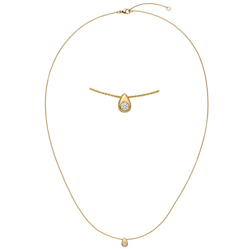 JOBO Collier Halskette 750 Gold Gelbgold 1 Diamant Brillant 45 cm