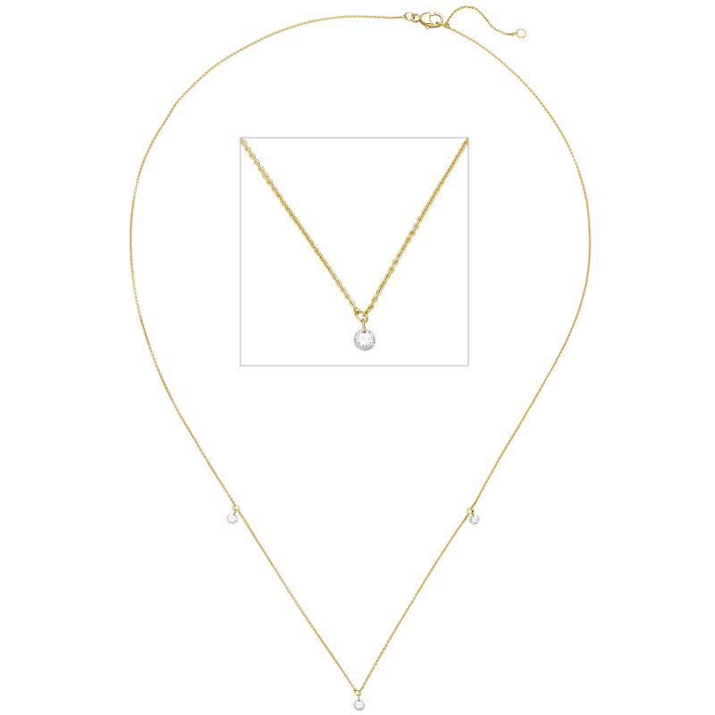 JOBO Collier Halskette 750 Gold Gelbgold 3 Diamanten Brillanten 45 cm