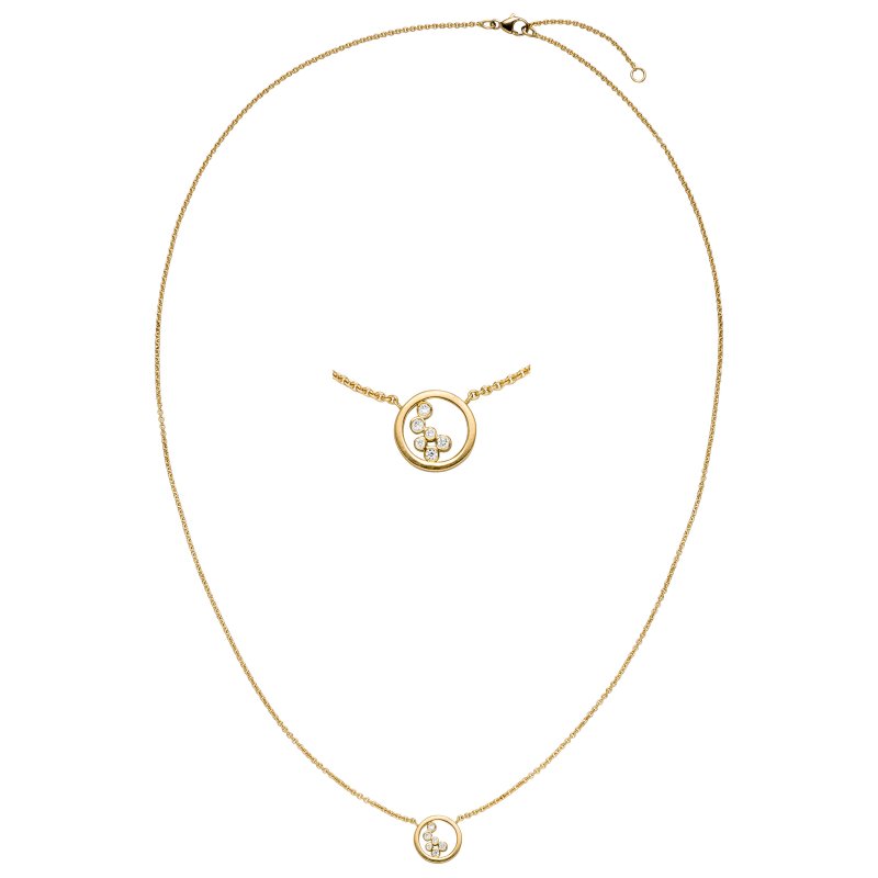 JOBO Collier Halskette 750 Gold Gelbgold 6 Diamanten Brillanten 45 cm Kette