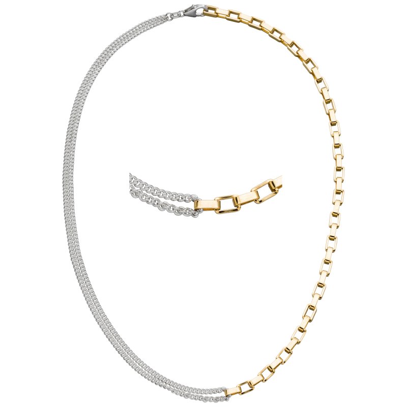 JOBO Collier Halskette 925 Sterling Silber bicolor vergoldet 41 cm