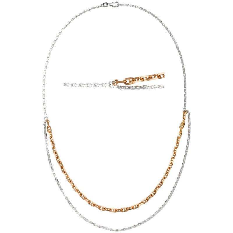 JOBO Collier Halskette 925 Sterling Silber bicolor vergoldet 45 cm