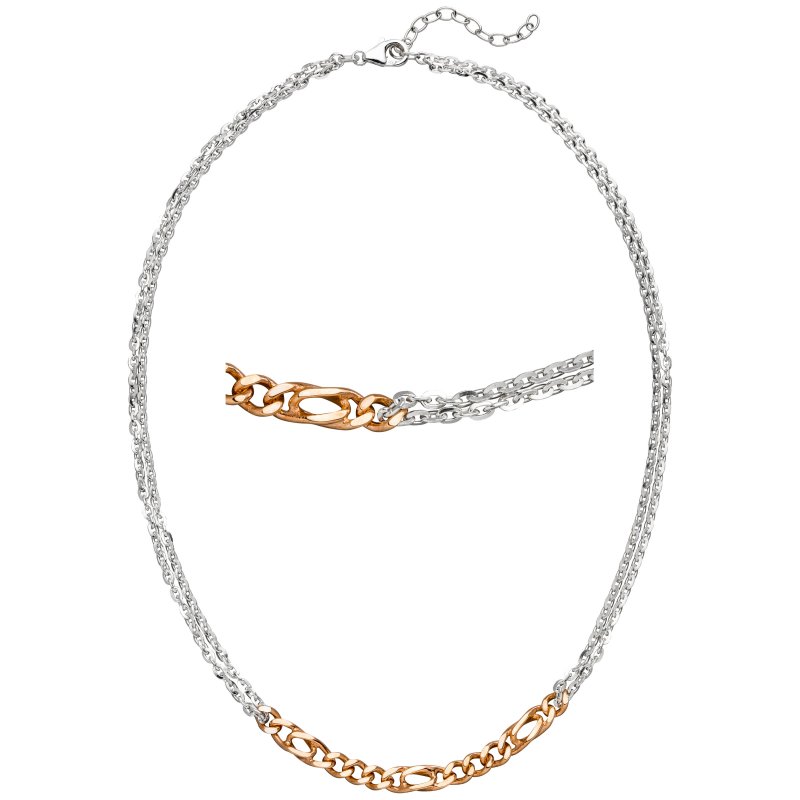 JOBO Collier Halskette 925 Sterling Silber bicolor vergoldet 47 cm