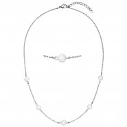 JOBO Edelstahl Collier mit Perlen, 46cm