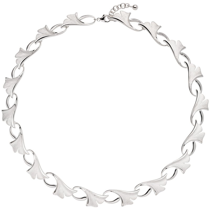 JOBO Collier Halskette Ginko Ginkgo 925 Silber mattiert 47 cm Kette Silberkette