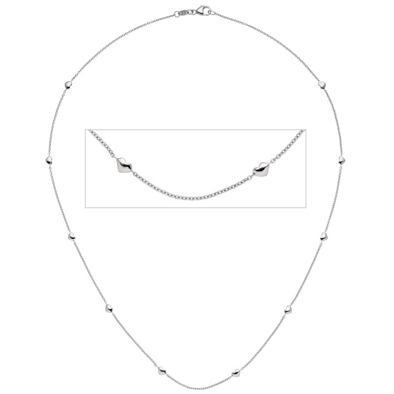 JOBO Collier Halskette Herz Herzen 585 Gold Wei�gold 45 cm Kette Wei�goldkette