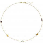 JOBO Collier Halskette Kette 585 Gold Gelbgold 2 Amethyste 2 Citrine 1 Blautopas