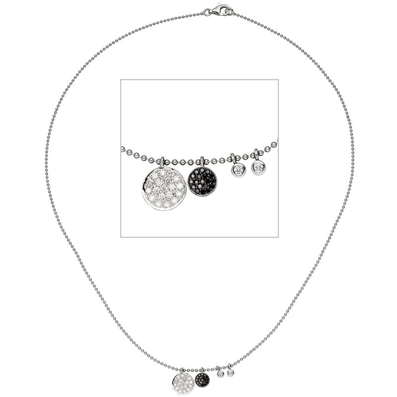 JOBO Collier Halskette Kette 585 Gold Wei�gold 40 Diamanten Brillanten 43 cm