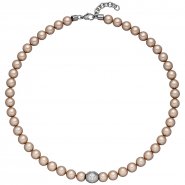 JOBO Collier Halskette Kristallsteine mit Edelstahl und Zirkonia 45 cm Kette