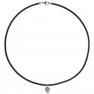 JOBO Collier Halskette Leder taupe mit 585 Gold Rotgold 17 Diamanten Brillanten 45 cm