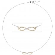 JOBO Collier Halskette Unendlich 585 Gold bicolor 5 Diamanten Brillanten Kette