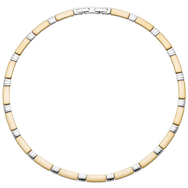 JOBO Collier Halskette aus Edelstahl gold farben beschichtet bicolor 47 cm Kette
