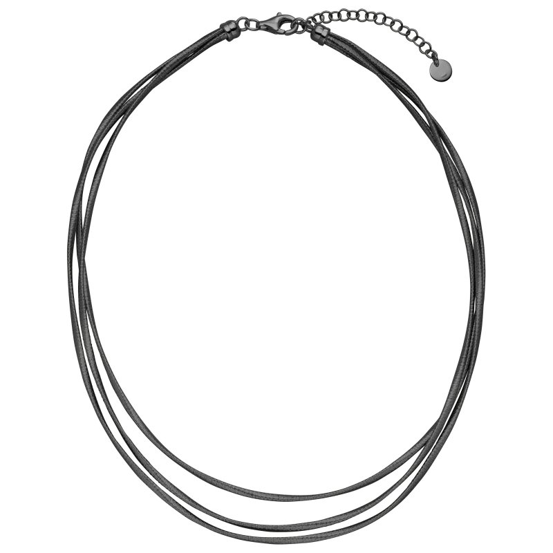 JOBO Collier Halskette mehrreihig 925 Sterling Silber matt schwarz rutheniert 47 cm