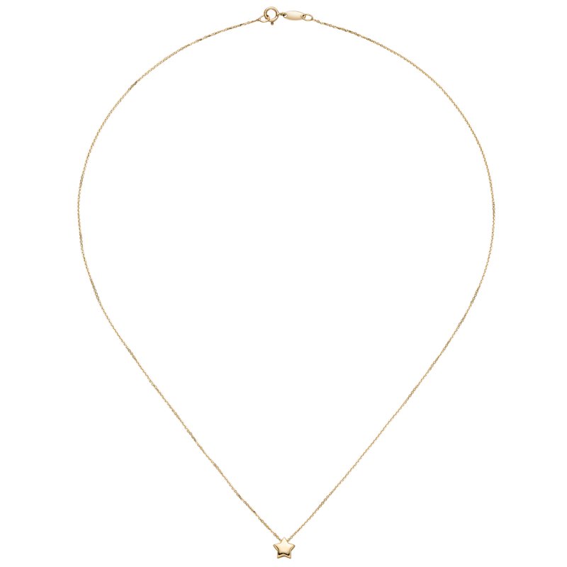 JOBO Collier Halskette mit Anh�nger Stern 375 Gold Gelbgold 42 cm Kette