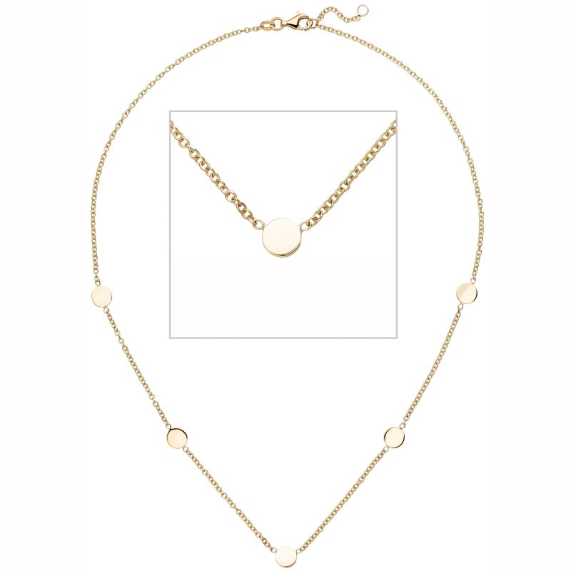 JOBO Collier Halskette mit Pl�ttchen 375 Gold Gelbgold 43 cm Kette