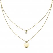 JOBO Collier Herz 925 Sterling Silber gold vergoldet 1 Zirkonia 44 cm