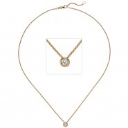 JOBO Collier Kette mit Anh�nger 585 Gold Rotgold 1 Diamant Brillant 0,25 ct. 45 cm