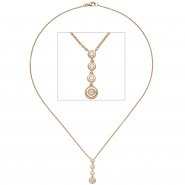 JOBO Collier Kette mit Anh�nger 585 Gold Rotgold 4 Diamanten Brillanten 44 cm