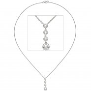 JOBO Collier Kette mit Anh�nger 585 Gold Wei�gold 4 Diamanten Brillanten 43 cm