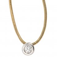 JOBO Collier Kette mit Anh�nger 585 Gold bicolor 1 Diamant Brillant 42 cm Halskette