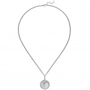 JOBO Collier Kette mit Anh�nger 925 Silber 55 Zirkonia Perlmutt-Einlage 55 cm