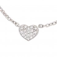 JOBO Collier Kette mit Anh�nger Herz 585 Gold Wei�gold 26 Diamanten 45 cm Halskette