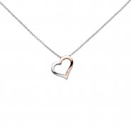 JOBO Collier Kette mit Anh�nger Herz 585 Gold bicolor 1 Diamant Brillant 42 cm
