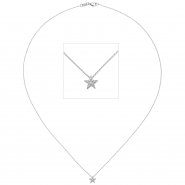 JOBO Collier Kette mit Anh�nger Stern 585 Gold Wei�gold 16 Diamanten Brillanten 42 cm