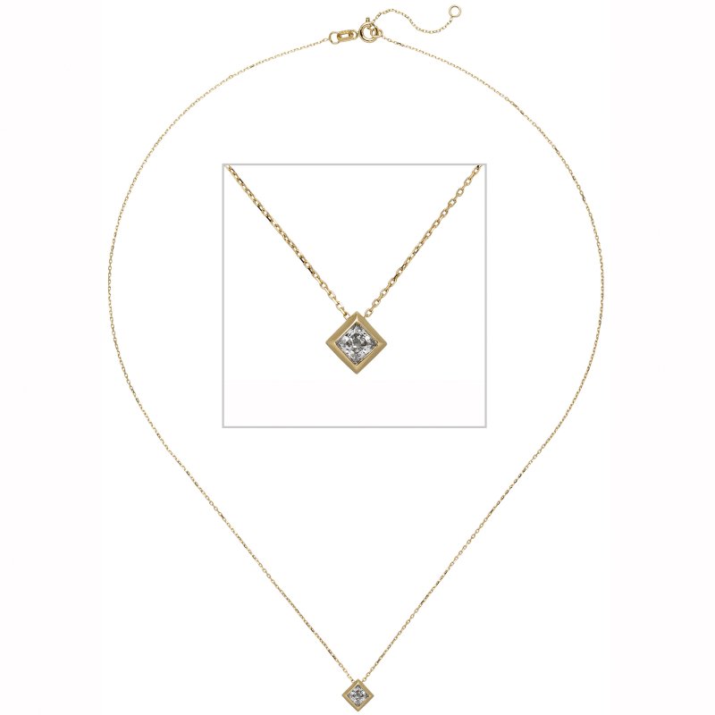 JOBO Collier Kette mit Anh�nger 333 Gold Gelbgold 1 Zirkonia 45 cm