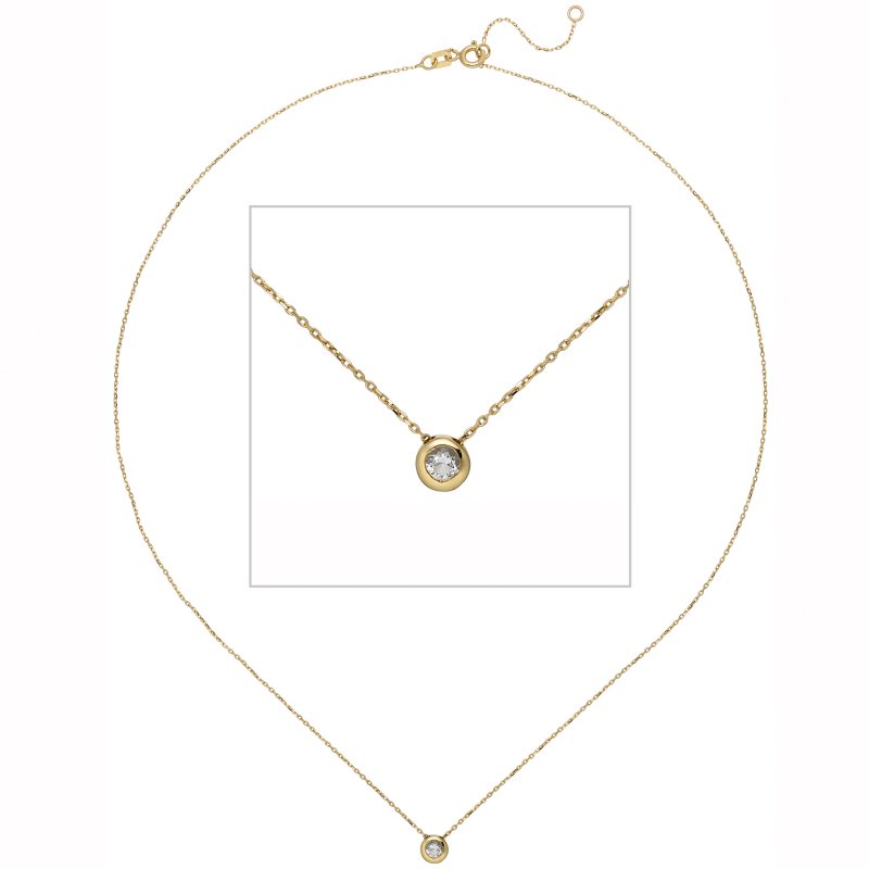 JOBO Collier Kette mit Anh�nger 333 Gold Gelbgold 1 Zirkonia 45 cm