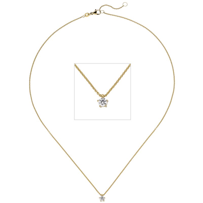 JOBO Collier Kette mit Anh�nger 585 Gold Gelbgold 1 Diamant Brillant 0,15 ct. 45 cm